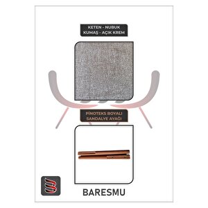 Karba 1 Adet Ahşap Pinoteks Ayaklı Üst Kalite Mutfak Sandalyesi, Yemek Sandalyesi, Salon Sandalyesi Açık Krem