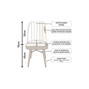 Karba 1 Adet Ahşap Pinoteks Ayaklı Üst Kalite Mutfak Sandalyesi, Yemek Sandalyesi, Salon Sandalyesi