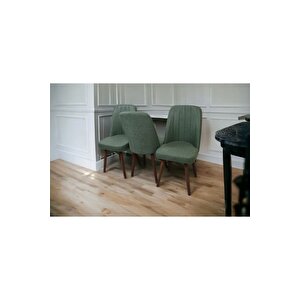 Mutfak Sandalyesi Yemek Odası Sandalyesi 3 Adet Yeşil Pinoteks Ayaklı Yeşil