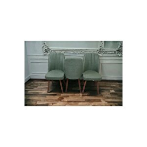 Mutfak Sandalyesi Yemek Odası Sandalyesi 3 Adet Yeşil Pinoteks Ayaklı Yeşil