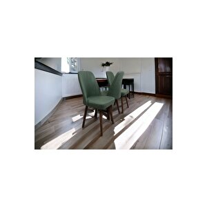 Mutfak Sandalyesi Yemek Odası Sandalyesi 3 Adet Yeşil Pinoteks Ayaklı Yeşil