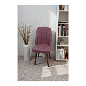 Hasa 1 Adet Sandalye – Ahşap Ayaklı, Ergonomik, Rahat Oturumlu Modern Mutfak Ve Yemek Sandalyesi Pembe