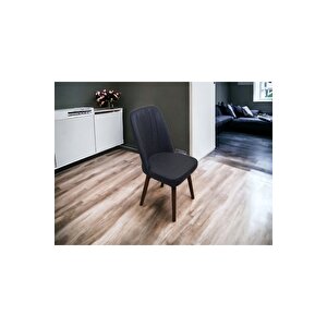 Karba 1 Adet Ahşap Pinoteks Ayaklı Üst Kalite Mutfak Sandalyesi, Yemek Sandalyesi, Salon Sandalyesi Antrasit Gri