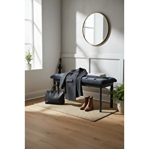 Süme Bench Puf – Kapitoneli Oturma Bankı 105x40 Cm | Modern Bench Puf Metal Ayaklı Kapitoneli Antrasit