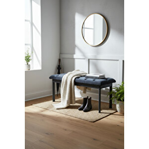 Süme Bench Puf – Kapitoneli Oturma Bankı 105x40 Cm | Modern Bench Puf Metal Ayaklı Kapitoneli Antrasit