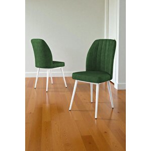 Bara Beyaz 80x132 Açılabilir Sunta Masa Yemek Odası Takımı, Mutfak Takımı 6 Adet Sandalye Yeşil