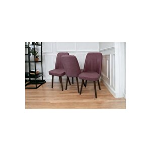 Karba 3 Adet Ahşap Pinoteks Ayaklı Üst Kalite Mutfak Sandalyesi, Yemek Sandalyesi, Salon Sandalyesi Gül Kurusu