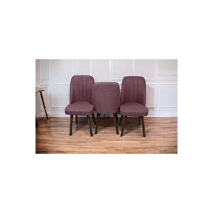 Karba 3 Adet Ahşap Pinoteks Ayaklı Üst Kalite Mutfak Sandalyesi, Yemek Sandalyesi, Salon Sandalyesi Gül Kurusu