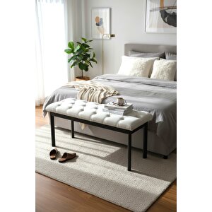 Süme Bench Puf – Kapitoneli Oturma Bankı 105x40 Cm | Modern Bench Puf Metal Ayaklı Kapitoneli