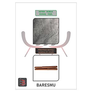 Mutfak Sandalyesi Yemek Odası Sandalyesi 1 Adet Yeşil Pinoteks Ayaklı Yeşil