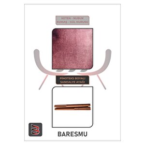 Karba 1 Adet Ahşap Pinoteks Ayaklı Üst Kalite Mutfak Sandalyesi, Yemek Sandalyesi, Salon Sandalyesi Gül Kurusu