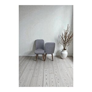 Hasa 2 Adet Sandalye – Ahşap Ayaklı, Ergonomik, Rahat Oturumlu Modern Mutfak Ve Yemek Sandalyesi Gri