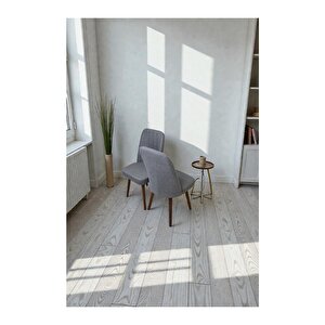 Hasa 2 Adet Sandalye – Ahşap Ayaklı, Ergonomik, Rahat Oturumlu Modern Mutfak Ve Yemek Sandalyesi Gri