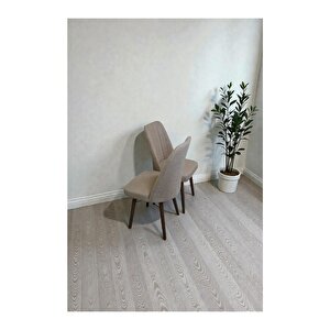 Hasa 2 Adet Sandalye – Ahşap Ayaklı, Ergonomik, Rahat Oturumlu Modern Mutfak Ve Yemek Sandalyesi Cappuccino