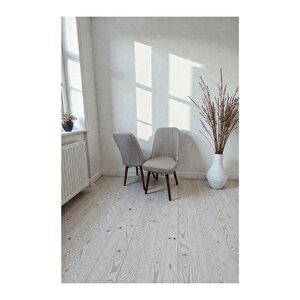 Hasa 2 Adet Sandalye – Ahşap Ayaklı, Ergonomik, Rahat Oturumlu Modern Mutfak Ve Yemek Sandalyesi Krem