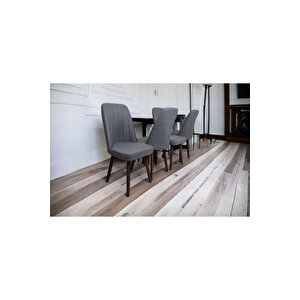 Karba 4 Adet Ahşap Pinoteks Ayaklı Üst Kalite Mutfak Sandalyesi, Yemek Sandalyesi, Salon Sandalyesi Açık Gri