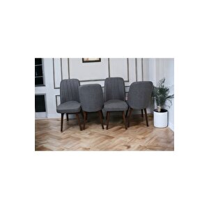 Karba 4 Adet Ahşap Pinoteks Ayaklı Üst Kalite Mutfak Sandalyesi, Yemek Sandalyesi, Salon Sandalyesi Açık Gri