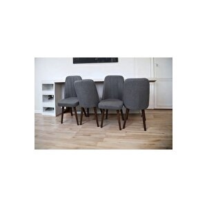 Karba 4 Adet Ahşap Pinoteks Ayaklı Üst Kalite Mutfak Sandalyesi, Yemek Sandalyesi, Salon Sandalyesi Açık Gri