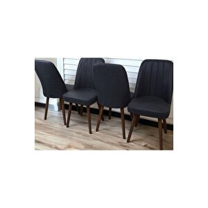 Karba 4 Adet Ahşap Pinoteks Ayaklı Üst Kalite Mutfak Sandalyesi, Yemek Sandalyesi, Salon Sandalyesi Antrasit Gri