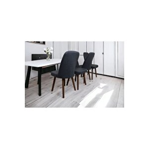 Karba 4 Adet Ahşap Pinoteks Ayaklı Üst Kalite Mutfak Sandalyesi, Yemek Sandalyesi, Salon Sandalyesi Antrasit Gri