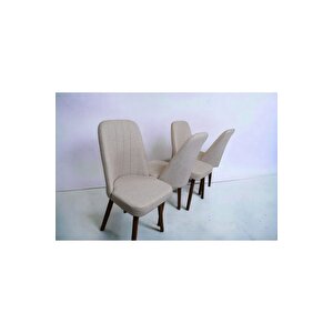 Karba 4 Adet Ahşap Pinoteks Ayaklı Üst Kalite Mutfak Sandalyesi, Yemek Sandalyesi, Salon Sandalyesi Açık Krem