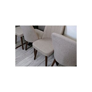 Karba 4 Adet Ahşap Pinoteks Ayaklı Üst Kalite Mutfak Sandalyesi, Yemek Sandalyesi, Salon Sandalyesi Açık Krem