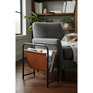 Alpa Deri Kumaşlı Dergilik, Kitaplık – Metal Çerçeveli Modern Gazetelik / Organizer