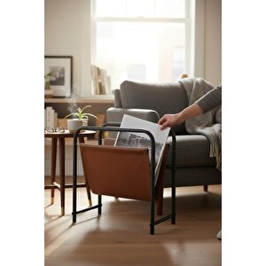 Alpa Deri Kumaşlı Dergilik, Kitaplık – Metal Çerçeveli Modern Gazetelik / Organizer