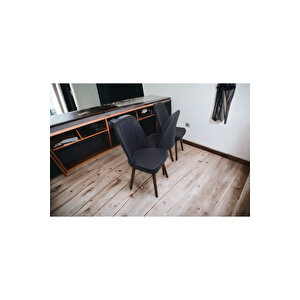 Karba 3 Adet Ahşap Pinoteks Ayaklı Üst Kalite Mutfak Sandalyesi, Yemek Sandalyesi, Salon Sandalyesi Antrasit Gri