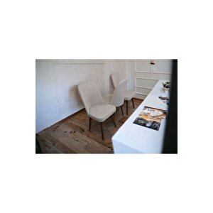 Mutfak Sandalyesi Yemek Odası Sandalyesi 3 Adet Açık Krem Pinoteks Ayaklı Açık Krem