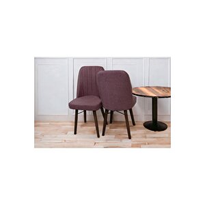 Karba 2 Adet Ahşap Pinoteks Ayaklı Üst Kalite Mutfak Sandalyesi, Yemek Sandalyesi, Salon Sandalyesi Gül Kurusu