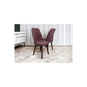 Karba 2 Adet Ahşap Pinoteks Ayaklı Üst Kalite Mutfak Sandalyesi, Yemek Sandalyesi, Salon Sandalyesi Gül Kurusu