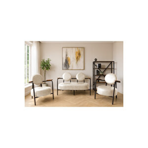 Venüs Koltuk Takımı Krem – Dekoratif Modern Deri Koltuk Seti | Ofis Ve Ev Kullanımı