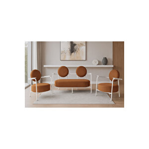 Venüs Koltuk Takımı Beyaz – Modern Koltuk Seti | Ofis Ve Ev Kullanımı | Soft Kumaş Ki̇remi̇t