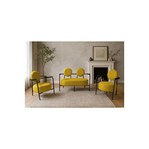 Venüs Koltuk Takımı Siyah İskelet – Modern Koltuk Seti | Ofis Ve Ev Kullanımı | Soft Kumaş Sari