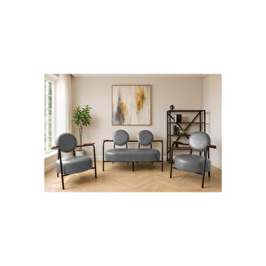 Venüs Koltuk Takımı Gri – Dekoratif Modern Deri Koltuk Seti | Ofis Ve Ev Kullanımı