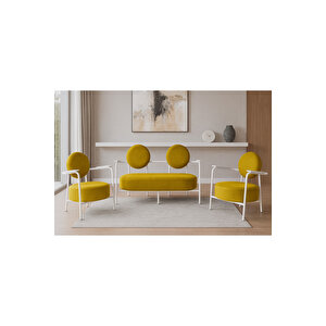 Venüs Koltuk Takımı Beyaz – Modern Koltuk Seti | Ofis Ve Ev Kullanımı | Soft Kumaş Sari