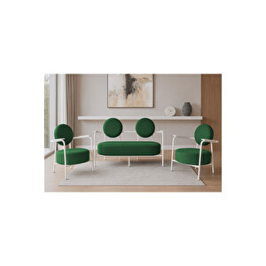 Venüs Koltuk Takımı Beyaz – Dekoratif Modern Koltuk Seti | Ofis Ve Ev Kullanımı | Soft Kumaş | Yeşi̇l