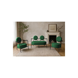 Venüs Koltuk Takımı Siyah İskelet – Modern Koltuk Seti | Ofis Ve Ev Kullanımı | Soft Kumaş Yeşi̇l