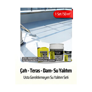 Çatı, Teras, Dam Su Yalıtım Seti - Ekonomik Çözüm Ürünü, Boya Rengi: Beyaz
