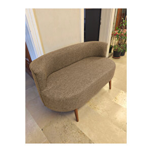 Sydney Çay Seti Koltuk Takımı Keten Kumaş 2+1+1 | Ceviz Ayak | Modern Salon Ofis Takımı | Kahverengi̇