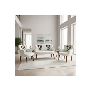 Punch Dokuma Çay Seti Koltuk Takımı – İkili + 2 Berjer – Ahşap Demonte Ayak - Sarmaşik Desen