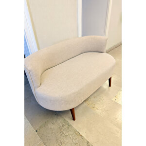 Sydney Çay Seti Koltuk Takımı– Keten Kumaş 2+1+1 | Ceviz Ayak | Modern Salon & Ofis Takımı | Krem