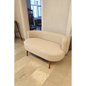 Sydney Çay Seti Koltuk Takımı– Keten Kumaş 2+1+1 | Ceviz Ayak | Modern Salon & Ofis Takımı | Krem