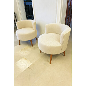 Sydney Çay Seti Koltuk Takımı– Keten Kumaş 2+1+1 | Ceviz Ayak | Modern Salon & Ofis Takımı | Krem