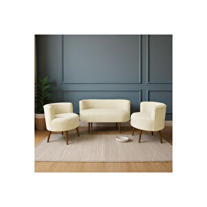 Sydney Modern Koltuk Takımı | Modern İskandinav Tarzı | Welsoft Yumuşak Kumaş | Krem