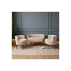 Sydney Modern Koltuk Takımı | Modern İskandinav Tarzı | Welsoft Yumuşak Kumaş | Cappuci̇no