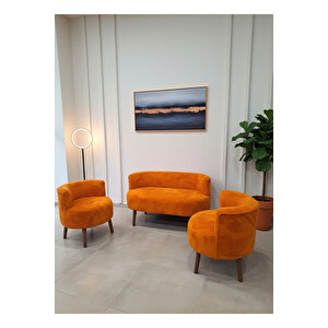 Sydney Modern Koltuk Takımı | Modern İskandinav Tarzı | Welsoft Yumuşak Kumaş | Turuncu