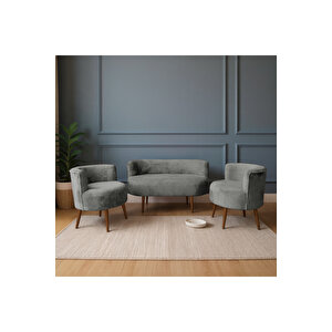 Sydney Modern Koltuk Takımı | Modern İskandinav Tarzı | Welsoft Yumuşak Kumaş | Taş Gri̇