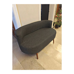 Sydney Çay Seti Koltuk Takımı– Keten Kumaş 2+1+1 | Ceviz Ayak | Modern Salon & Ofis Takımı | Füme